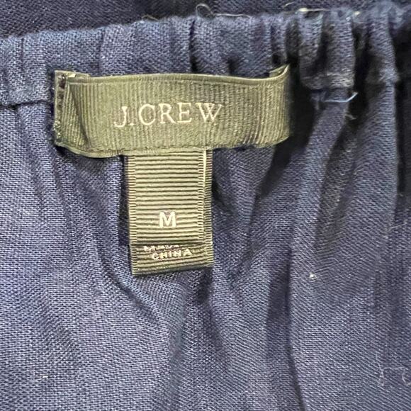 J. Crew Embroidered Linen Blend Cover Up Tunic with Pom Poms, Navy Blue Size M - Picture 7 of 8